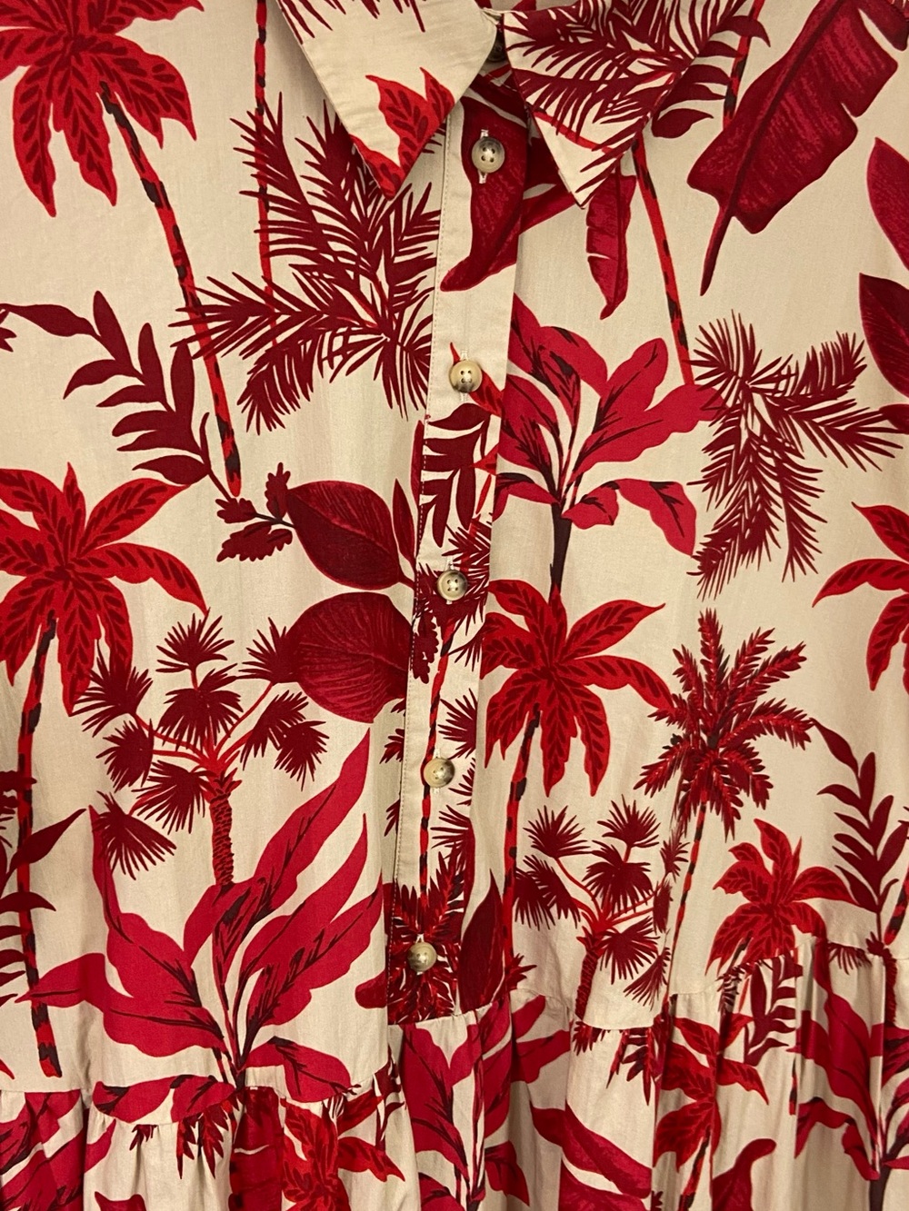Plus 1X Maeve x Anthropologie The Bettina tiered shirt dress in Red floral - Picture 5 of 11